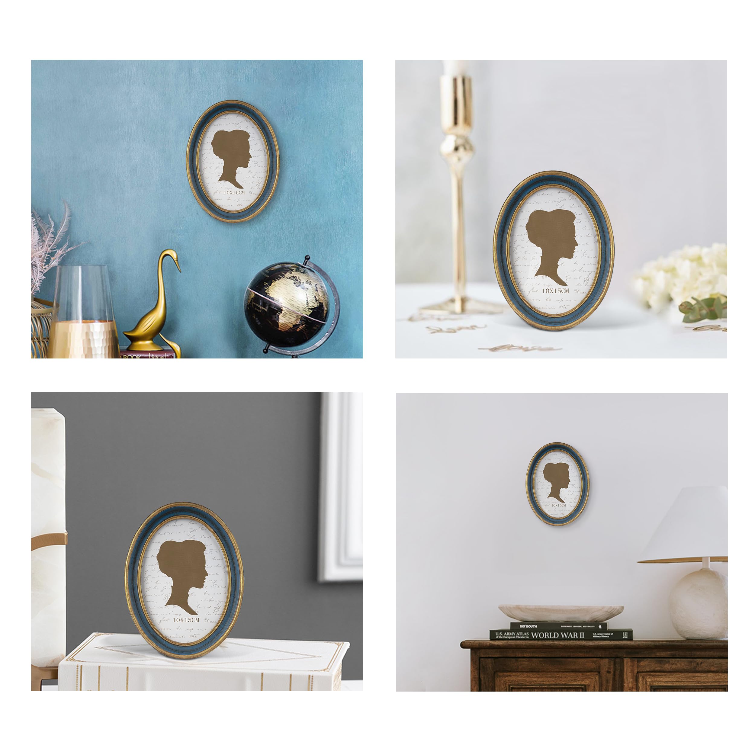 AELS 4x6 Inch Vintage Picture Frame, Elegant Antique Photo Frames with Glass Front, Photo Display, Tabletop Wall Hanging, Gift I